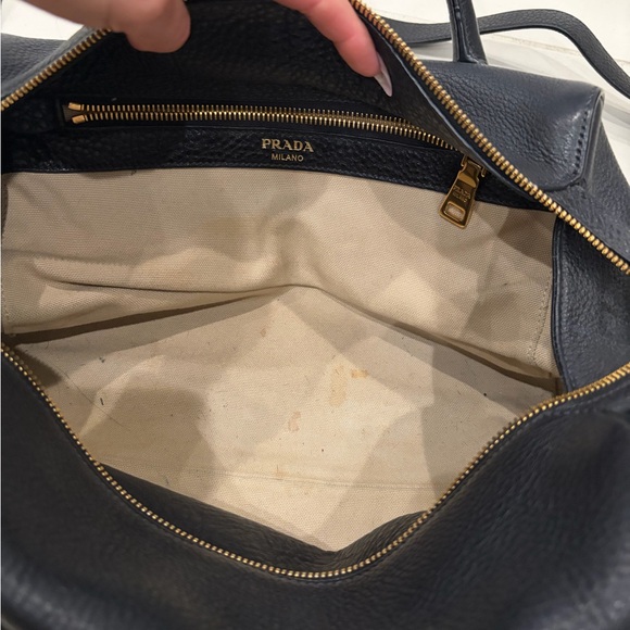 Prada Black Leather Shoulder Bag with Gold Accents - Picture 7 of 14